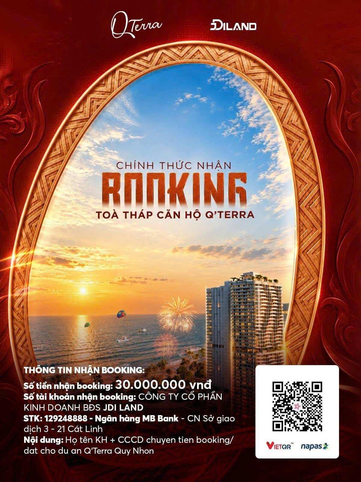 Chính thức nhận booking toà tháp căn hộ Q'Terra, thông tin chuyển khoản và mã QR