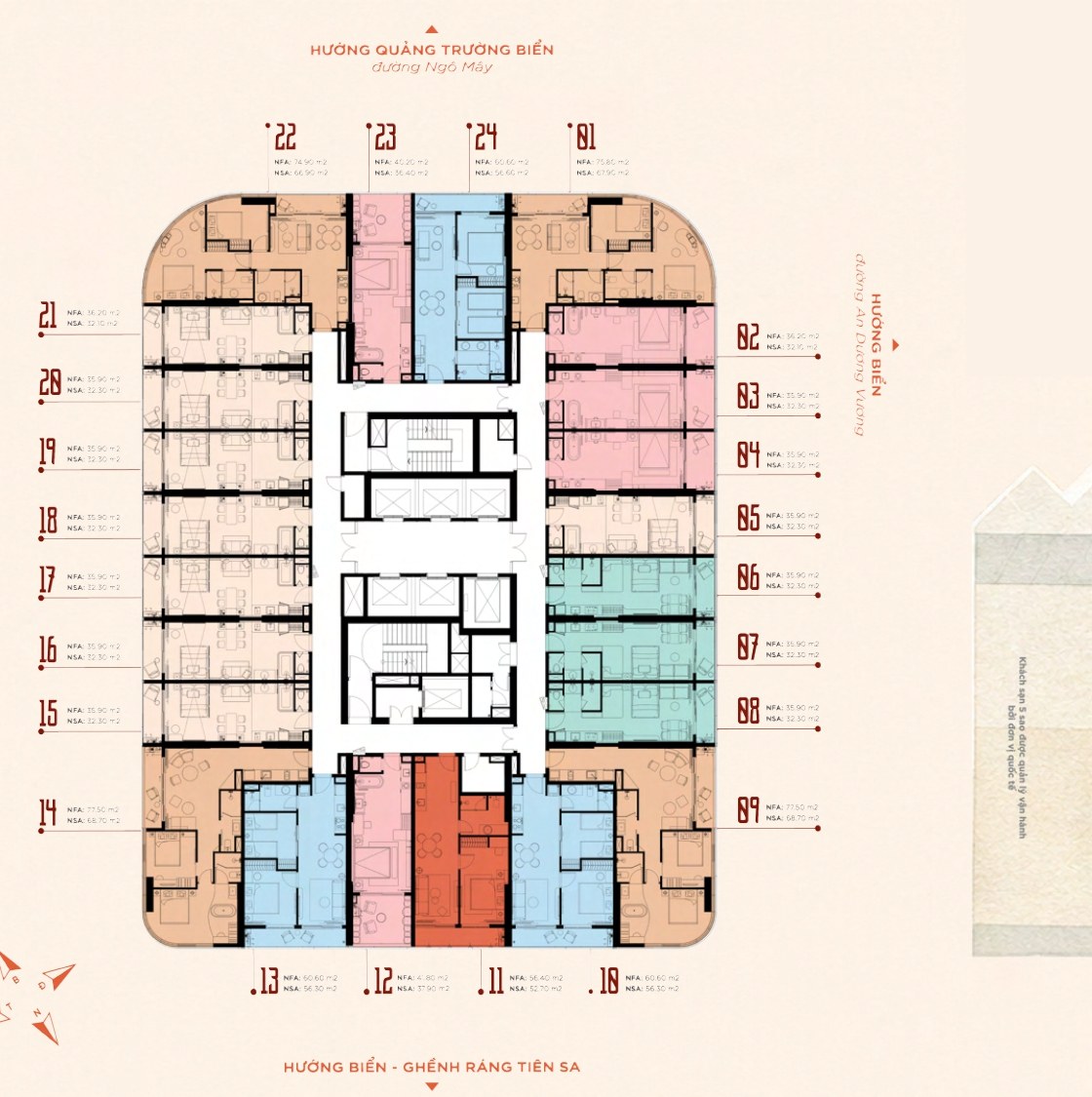 Mặt bằng tầng điển hình tầng 12: Studio, Studio F, Studio F+, 1PN, 2PN, 2PN Premium